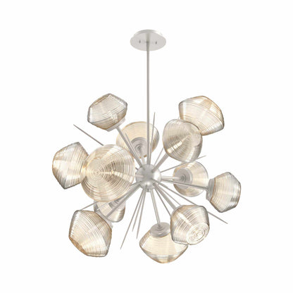 Mesa Starburst LED Chandelier in Beige Silver/Amber Blown Glass (30.1-Inch).