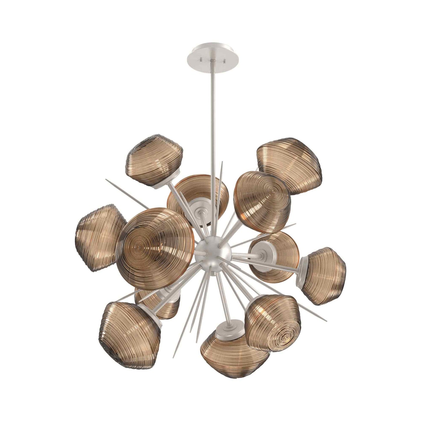 Mesa Starburst LED Chandelier in Beige Silver/Bronze Blown Glass (30.1-Inch).