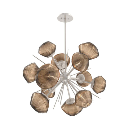 Mesa Starburst LED Chandelier in Beige Silver/Bronze Blown Glass (30.1-Inch).