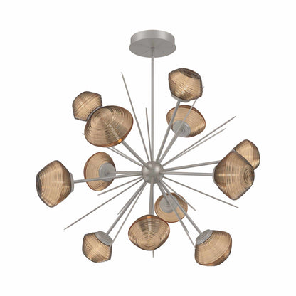 Mesa Starburst LED Chandelier in Beige Silver/Bronze Blown Glass (39.7-Inch).