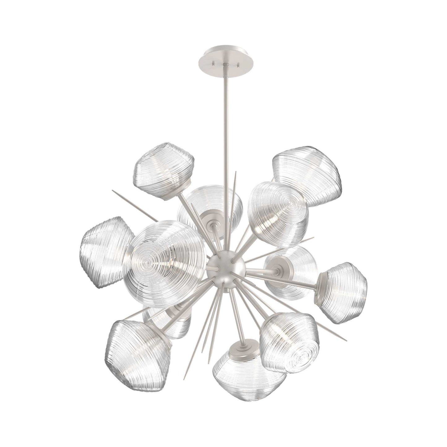 Mesa Starburst LED Chandelier in Beige Silver/Clear Blown Glass (30.1-Inch).