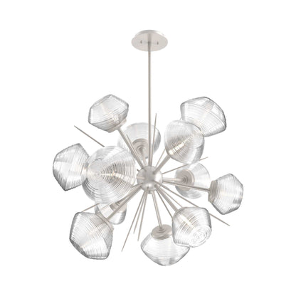 Mesa Starburst LED Chandelier in Beige Silver/Clear Blown Glass (30.1-Inch).