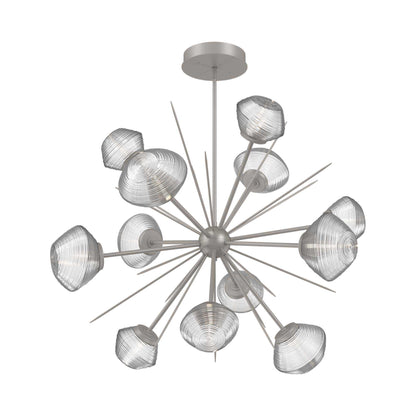 Mesa Starburst LED Chandelier in Beige Silver/Clear Blown Glass (39.7-Inch).