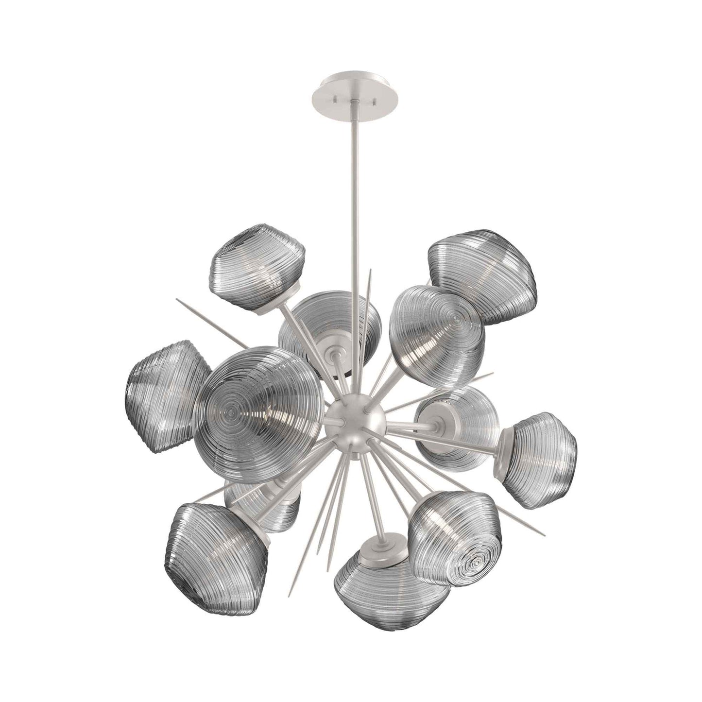 Mesa Starburst LED Chandelier in Beige Silver/Smoke Blown Glass (30.1-Inch).