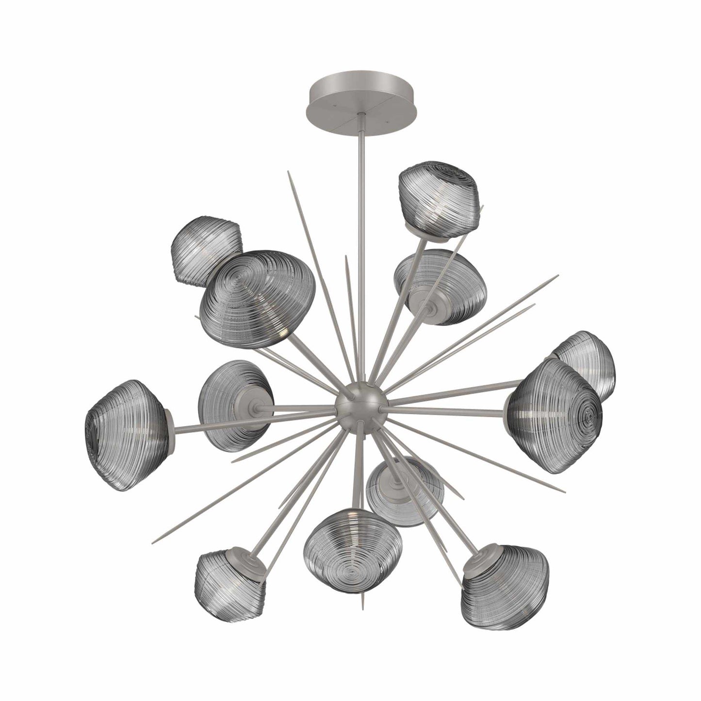 Mesa Starburst LED Chandelier in Beige Silver/Smoke Blown Glass (39.7-Inch).