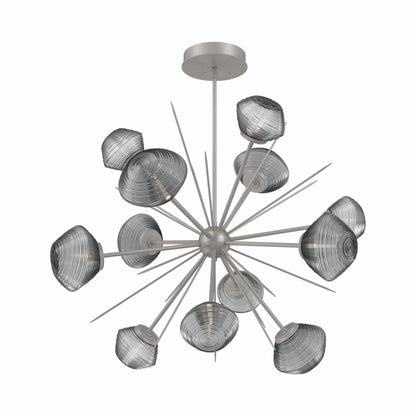 Mesa Starburst LED Chandelier in Beige Silver/Smoke Blown Glass (39.7-Inch).