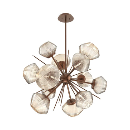 Mesa Starburst LED Chandelier in Burnished Bronze/Amber Blown Glass (30.1-Inch).