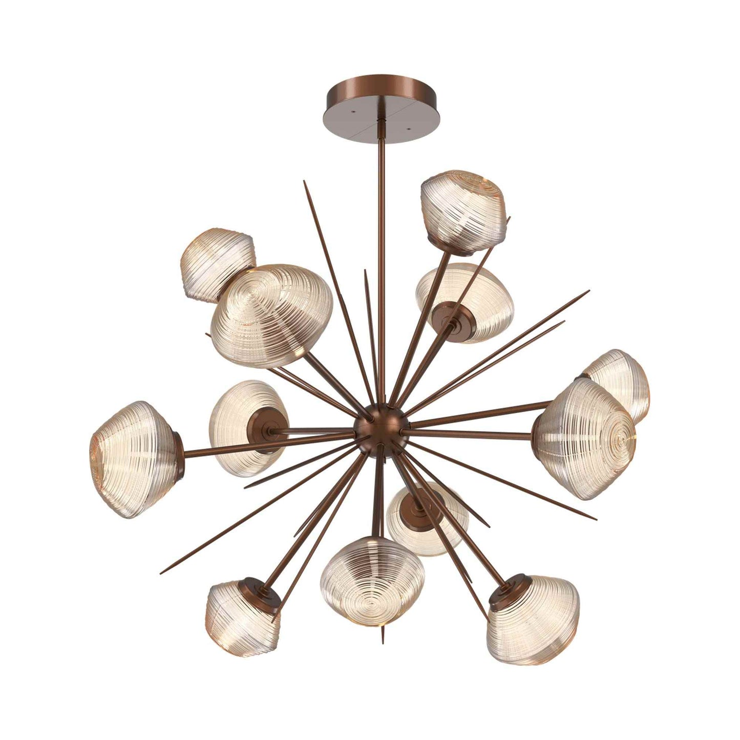 Mesa Starburst LED Chandelier in Burnished Bronze/Amber Blown Glass (39.7-Inch).