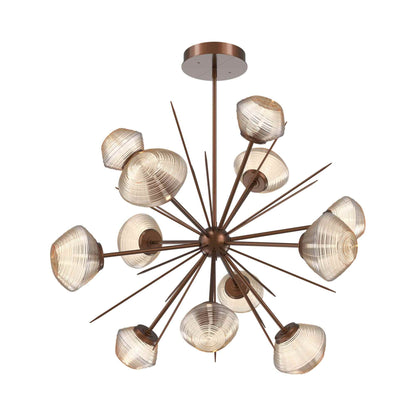 Mesa Starburst LED Chandelier in Burnished Bronze/Amber Blown Glass (39.7-Inch).