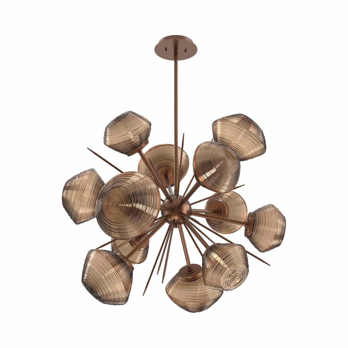 Mesa Starburst LED Chandelier in Burnished Bronze/Bronze Blown Glass (30.1-Inch).