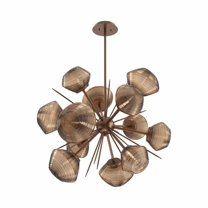 Mesa Starburst LED Chandelier in Burnished Bronze/Bronze Blown Glass (30.1-Inch).