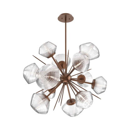 Mesa Starburst LED Chandelier in Burnished Bronze/Clear Blown Glass (30.1-Inch).