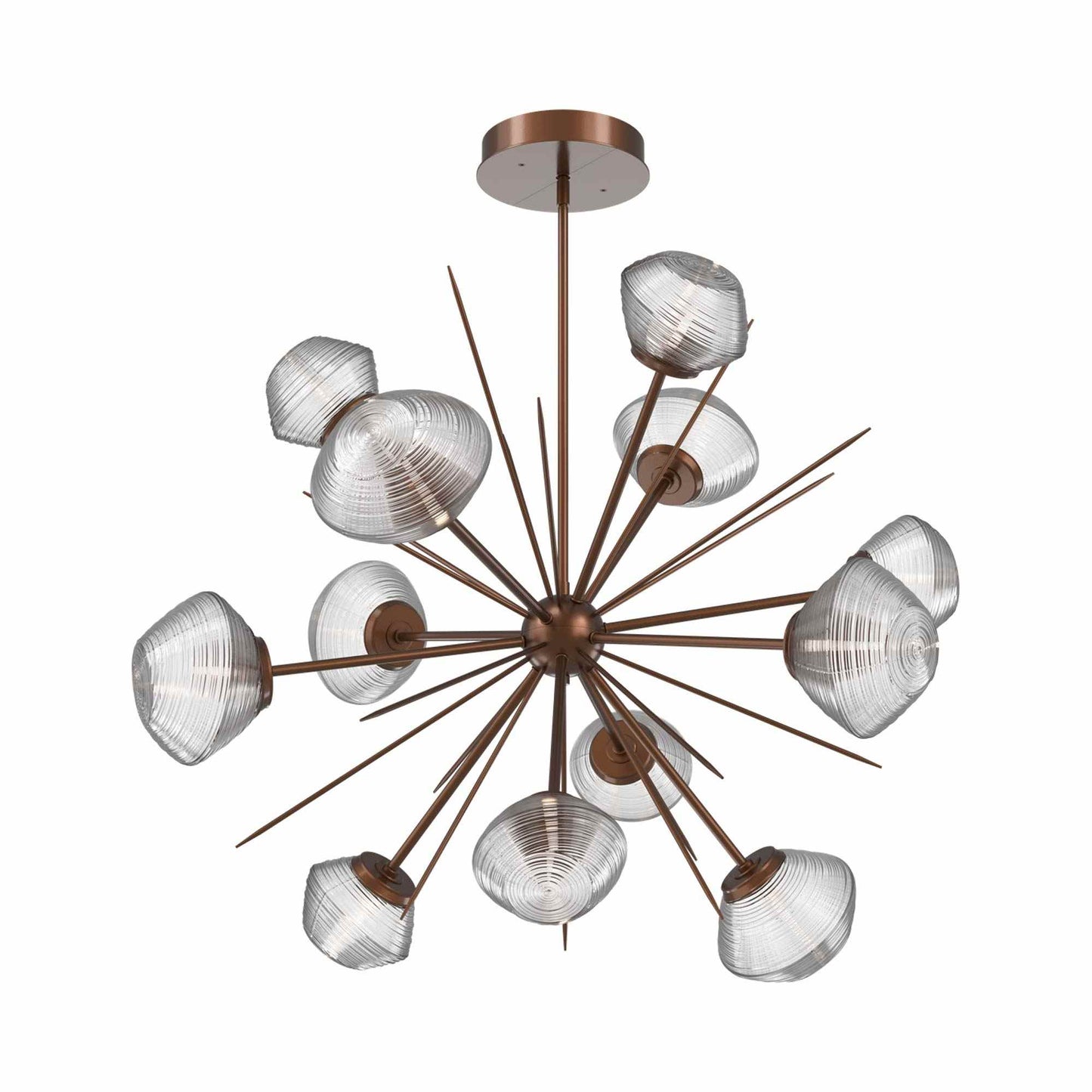Mesa Starburst LED Chandelier in Burnished Bronze/Clear Blown Glass (39.7-Inch).