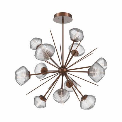 Mesa Starburst LED Chandelier in Burnished Bronze/Clear Blown Glass (39.7-Inch).
