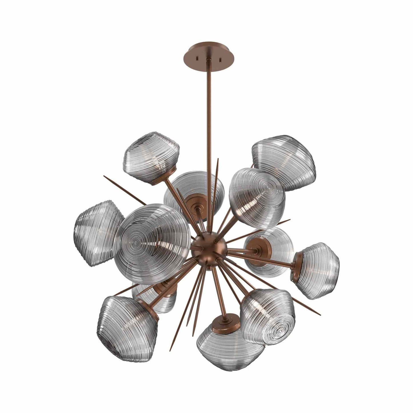 Mesa Starburst LED Chandelier in Burnished Bronze/Smoke Blown Glass (30.1-Inch).