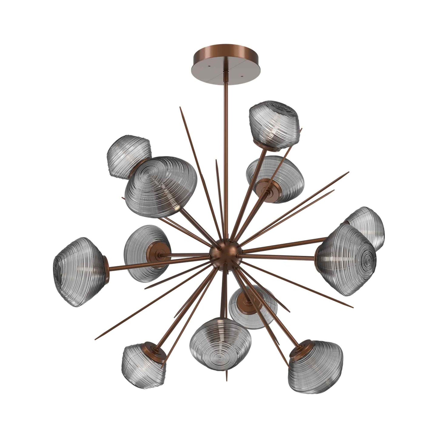 Mesa Starburst LED Chandelier in Burnished Bronze/Smoke Blown Glass (39.7-Inch).