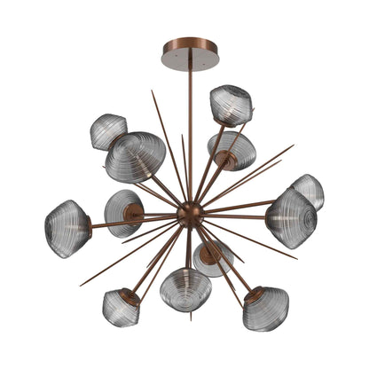 Mesa Starburst LED Chandelier in Burnished Bronze/Smoke Blown Glass (39.7-Inch).