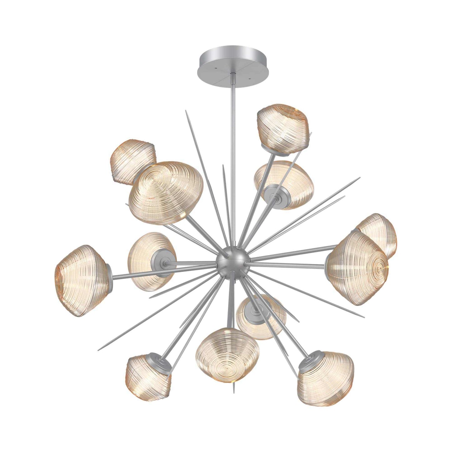 Mesa Starburst LED Chandelier in Classic Silver/Amber Blown Glass (39.7-Inch).