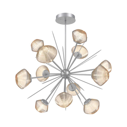 Mesa Starburst LED Chandelier in Classic Silver/Amber Blown Glass (39.7-Inch).