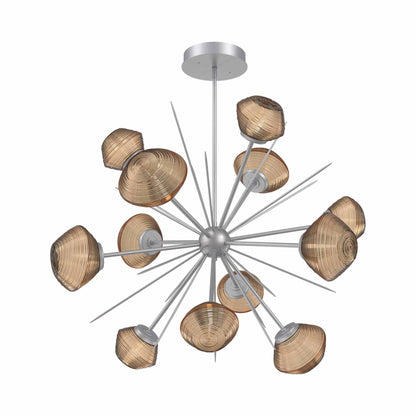 Mesa Starburst LED Chandelier in Classic Silver/Bronze Blown Glass (39.7-Inch).