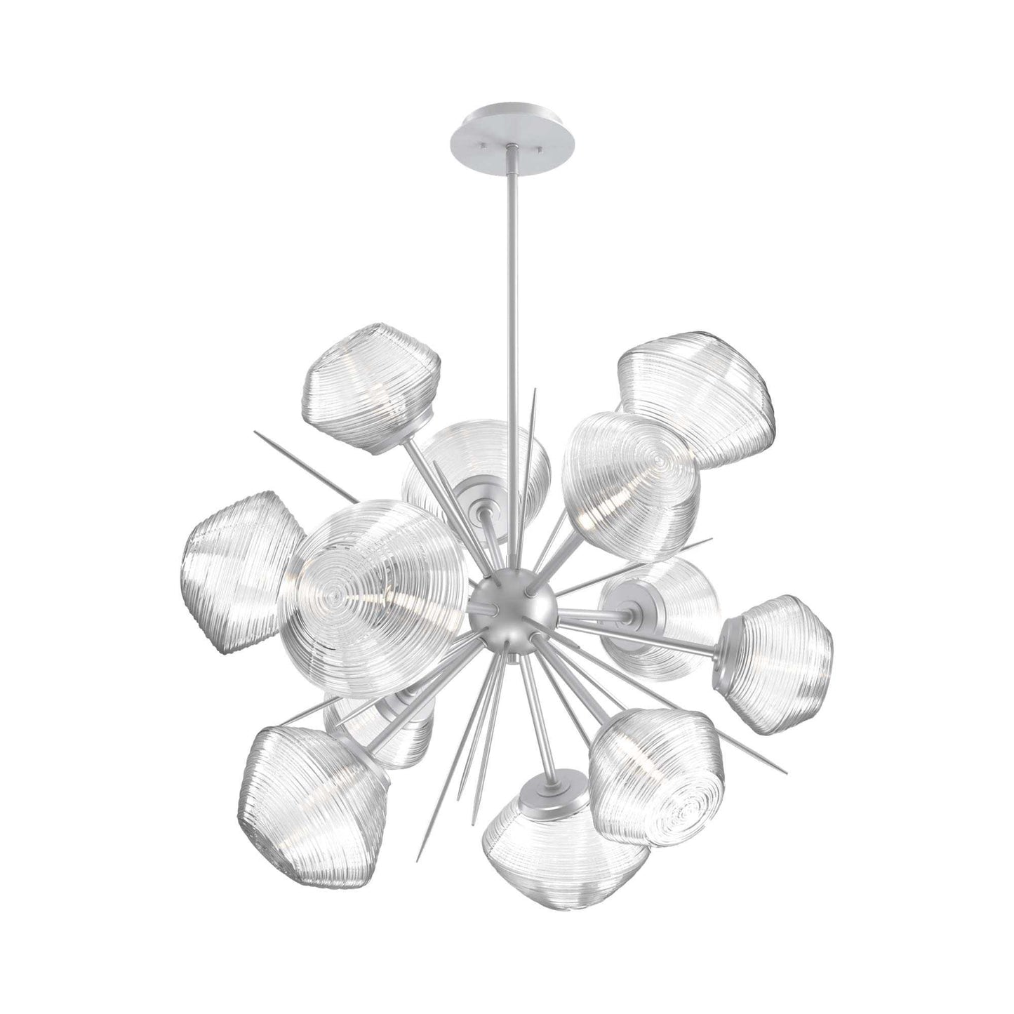 Mesa Starburst LED Chandelier in Classic Silver/Clear Blown Glass (30.1-Inch).
