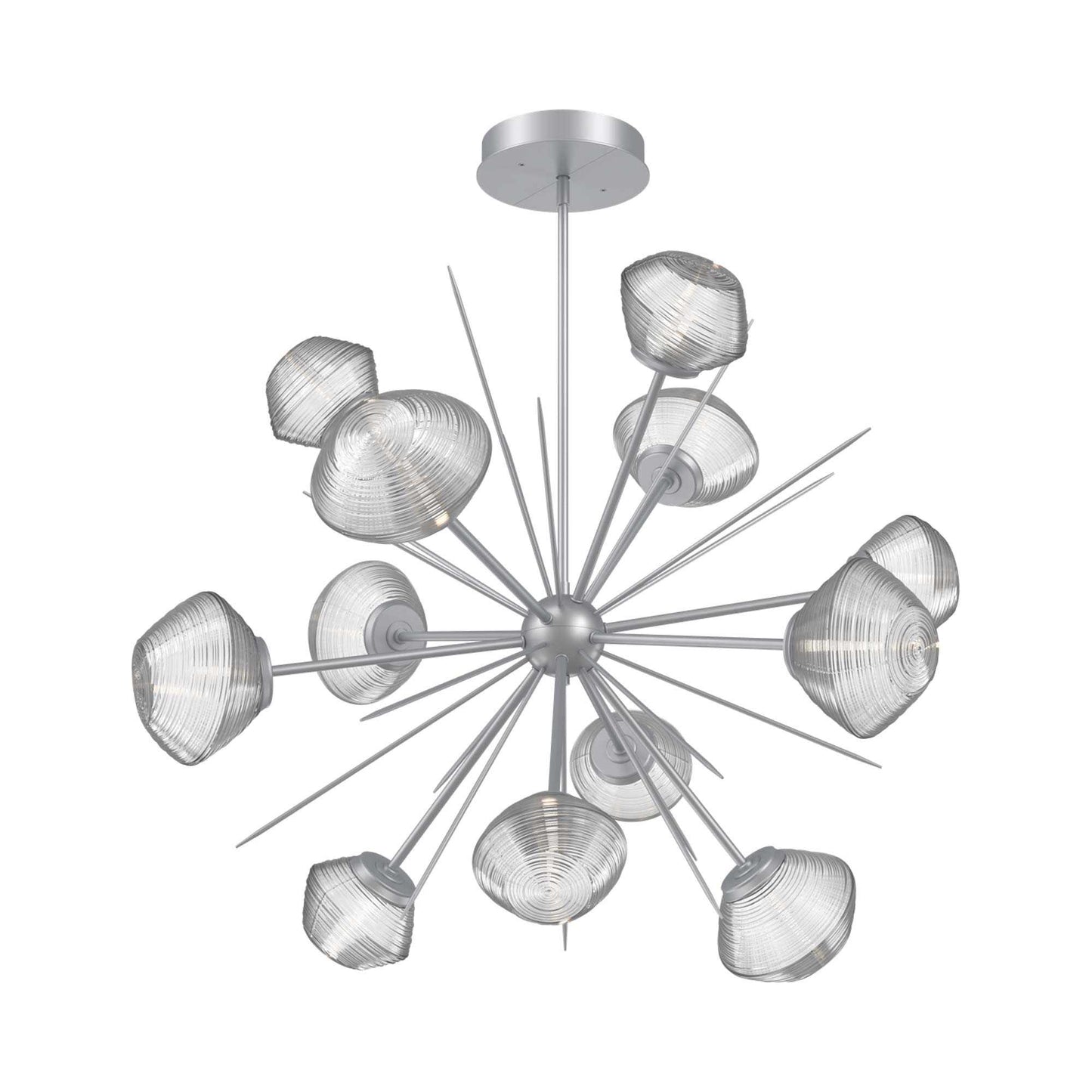 Mesa Starburst LED Chandelier in Classic Silver/Clear Blown Glass (39.7-Inch).