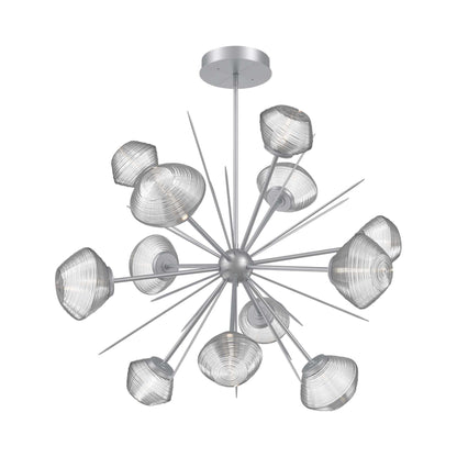 Mesa Starburst LED Chandelier in Classic Silver/Clear Blown Glass (39.7-Inch).