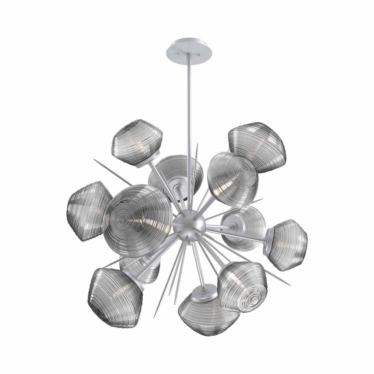 Mesa Starburst LED Chandelier in Classic Silver/Smoke Blown Glass (30.1-Inch).