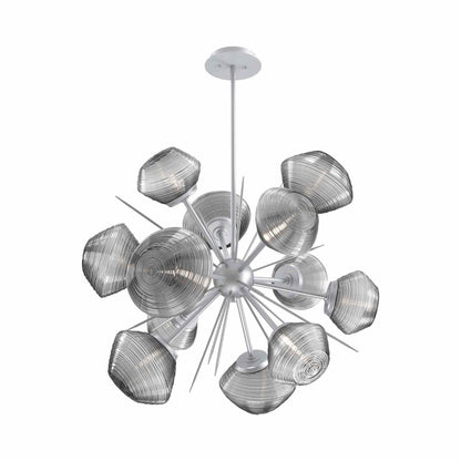 Mesa Starburst LED Chandelier in Classic Silver/Smoke Blown Glass (30.1-Inch).