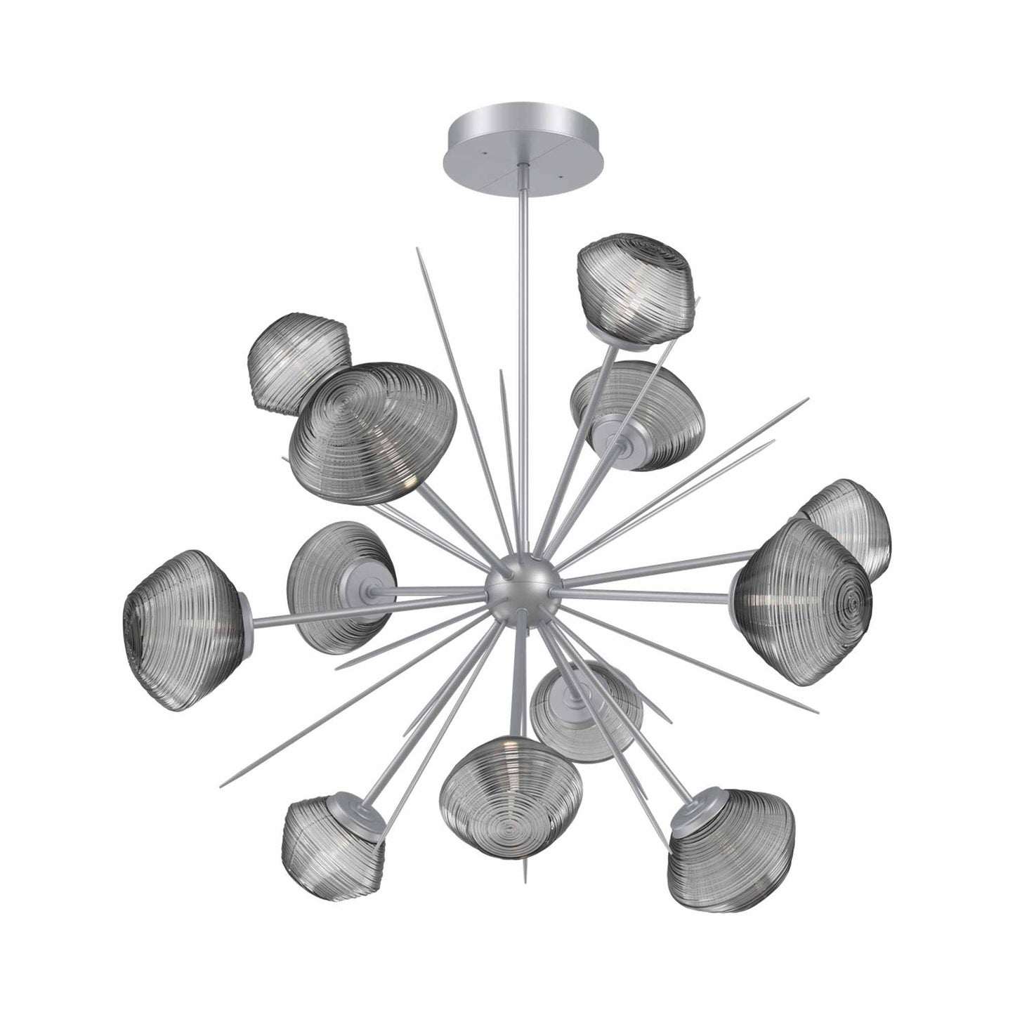 Mesa Starburst LED Chandelier in Classic Silver/Smoke Blown Glass (39.7-Inch).