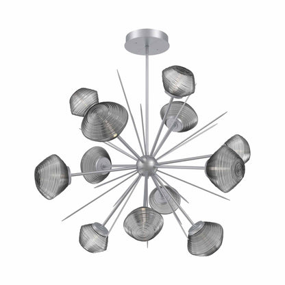 Mesa Starburst LED Chandelier in Classic Silver/Smoke Blown Glass (39.7-Inch).