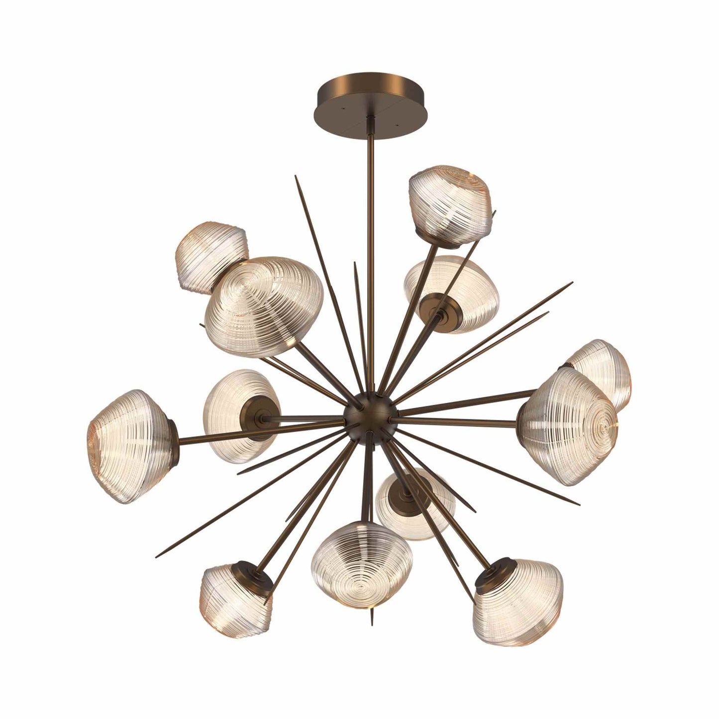Mesa Starburst LED Chandelier in Flat Bronze/Amber Blown Glass (39.7-Inch).