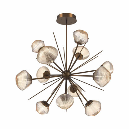 Mesa Starburst LED Chandelier in Flat Bronze/Amber Blown Glass (39.7-Inch).