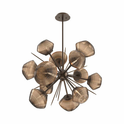 Mesa Starburst LED Chandelier in Flat Bronze/Bronze Blown Glass (30.1-Inch).