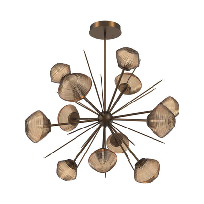 Mesa Starburst LED Chandelier in Flat Bronze/Bronze Blown Glass (39.7-Inch).