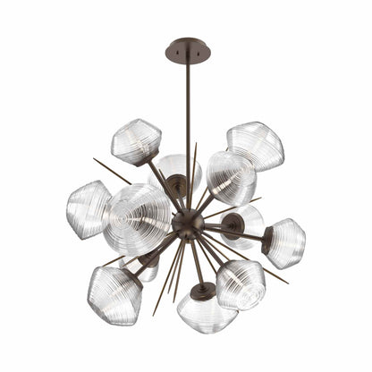 Mesa Starburst LED Chandelier in Flat Bronze/Clear Blown Glass (30.1-Inch).