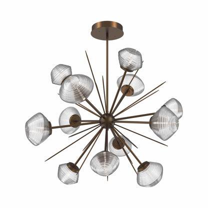 Mesa Starburst LED Chandelier in Flat Bronze/Clear Blown Glass (39.7-Inch).