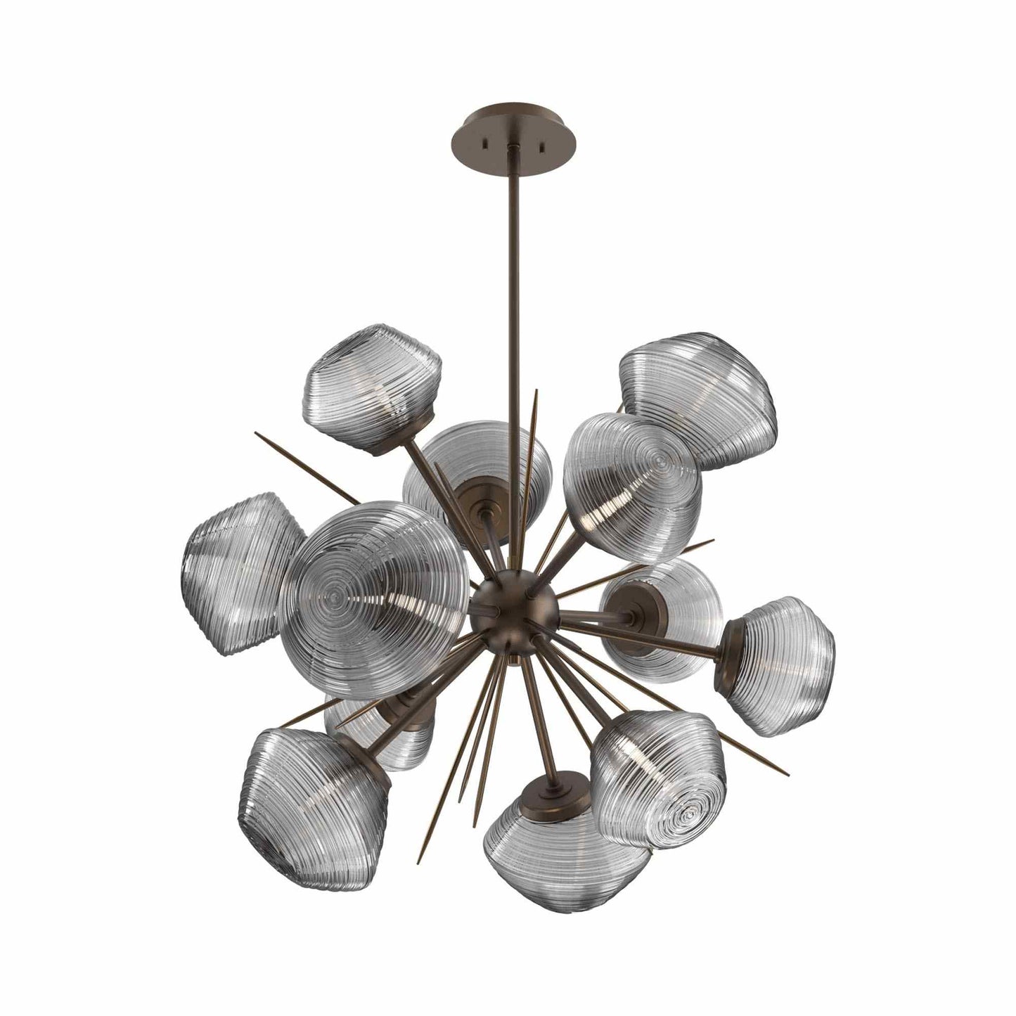 Mesa Starburst LED Chandelier in Flat Bronze/Smoke Blown Glass (30.1-Inch).