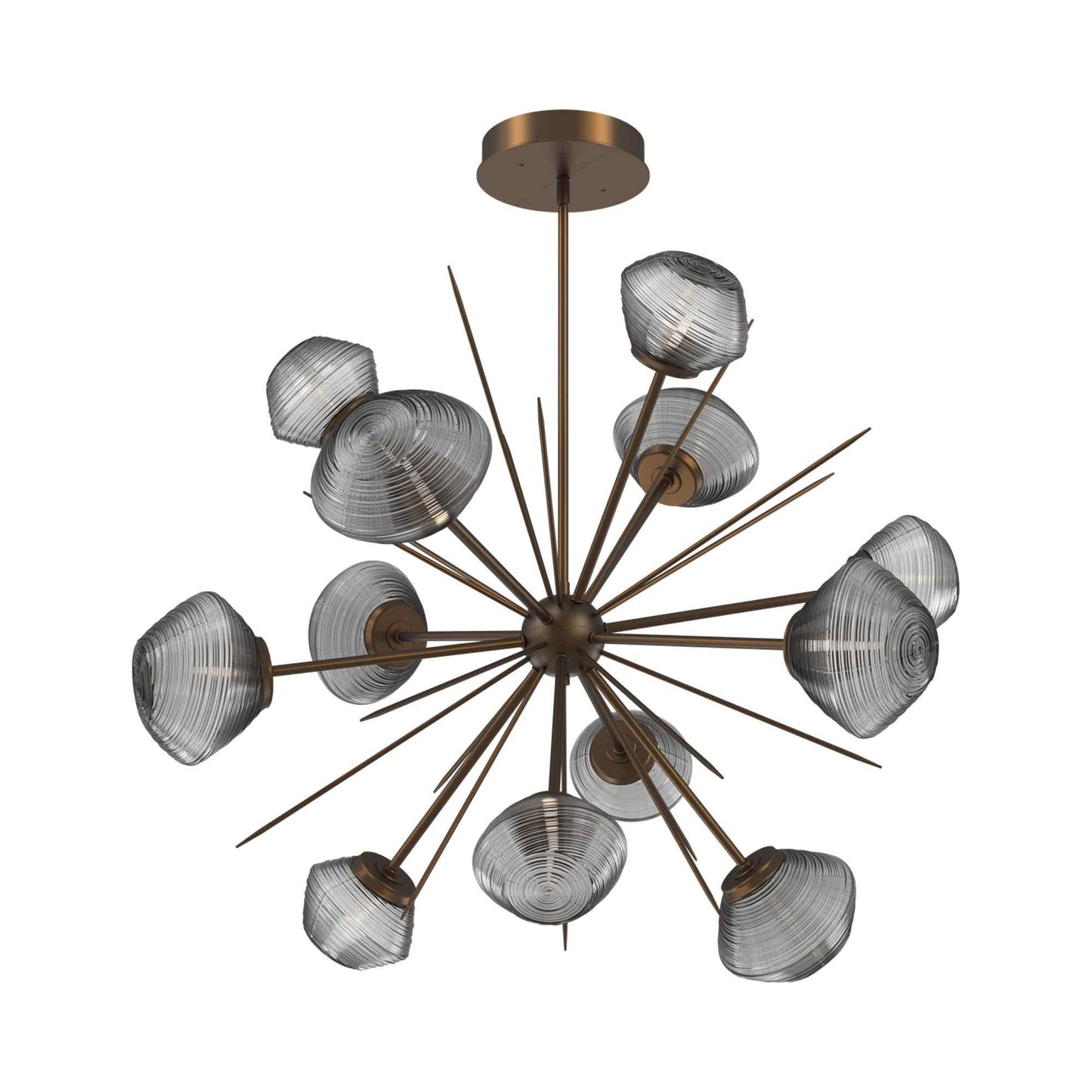 Mesa Starburst LED Chandelier in Flat Bronze/Smoke Blown Glass (39.7-Inch).