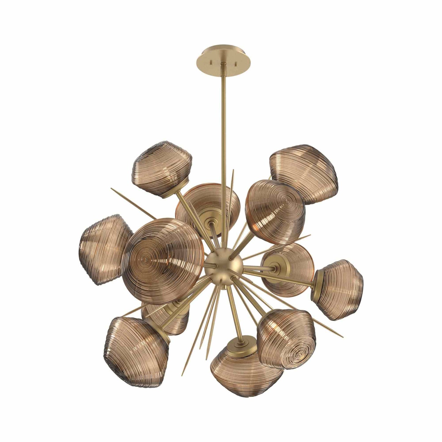 Mesa Starburst LED Chandelier in Gilded Brass/Bronze Blown Glass (30.1-Inch).