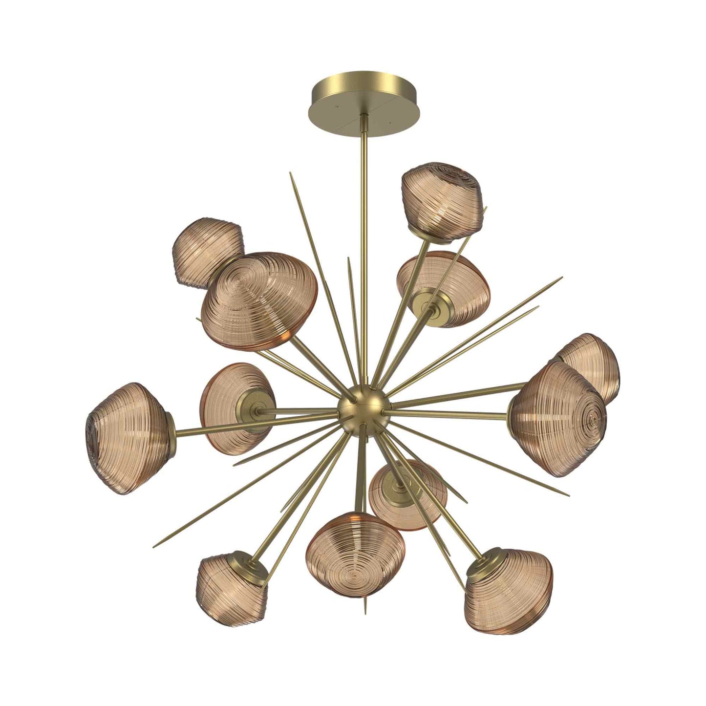 Mesa Starburst LED Chandelier in Gilded Brass/Bronze Blown Glass (39.7-Inch).
