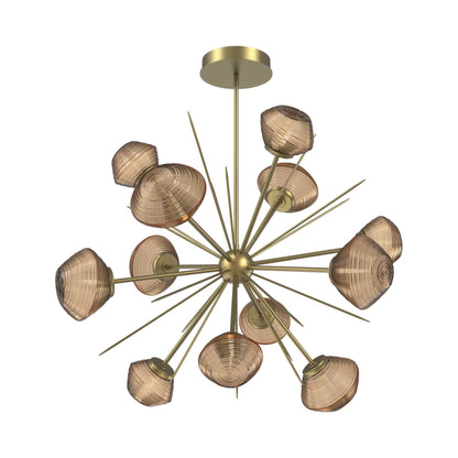 Mesa Starburst LED Chandelier in Gilded Brass/Bronze Blown Glass (39.7-Inch).