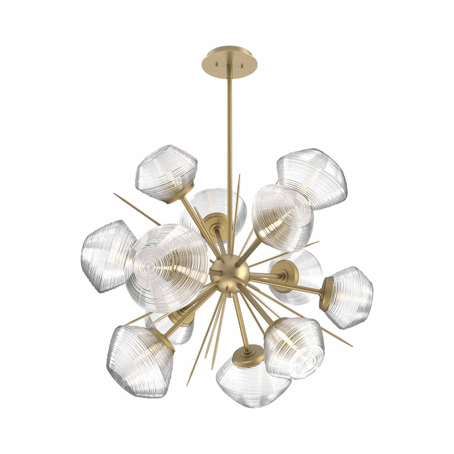 Mesa Starburst LED Chandelier in Gilded Brass/Clear Blown Glass (30.1-Inch).
