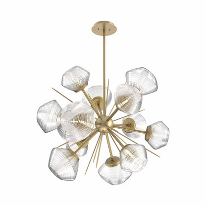Mesa Starburst LED Chandelier in Gilded Brass/Clear Blown Glass (30.1-Inch).