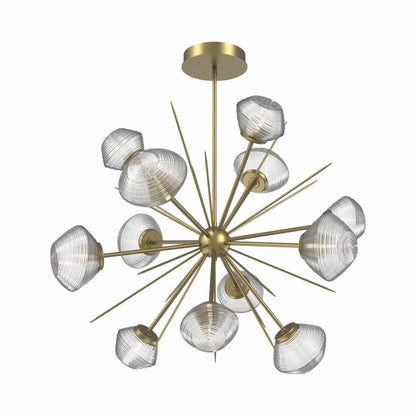 Mesa Starburst LED Chandelier in Gilded Brass/Clear Blown Glass (39.7-Inch).