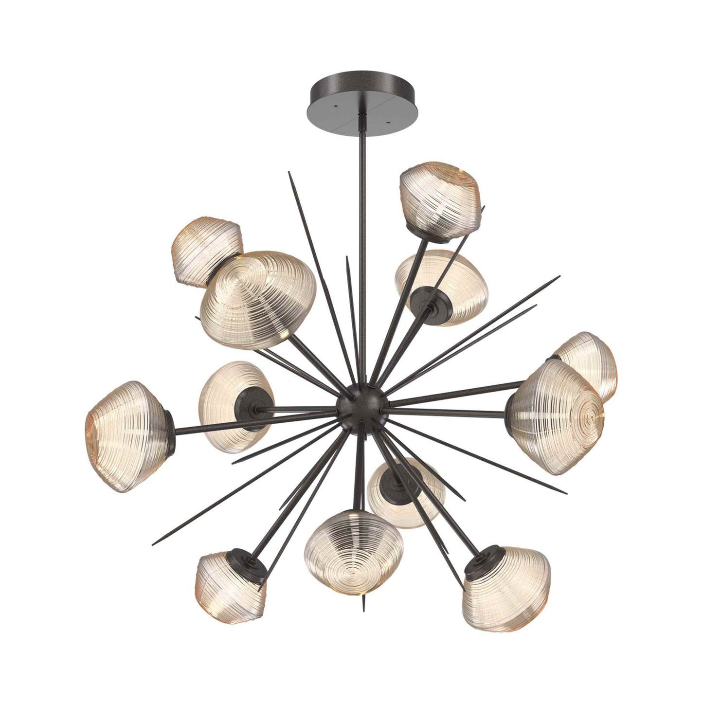 Mesa Starburst LED Chandelier in Graphite/Amber Blown Glass (39.7-Inch).