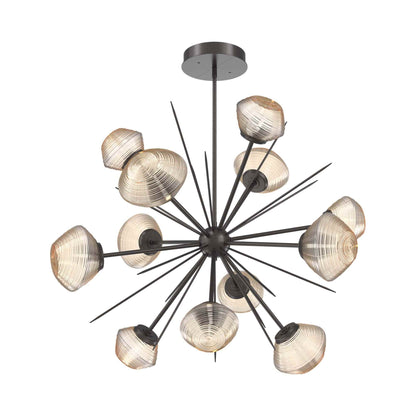 Mesa Starburst LED Chandelier in Graphite/Amber Blown Glass (39.7-Inch).