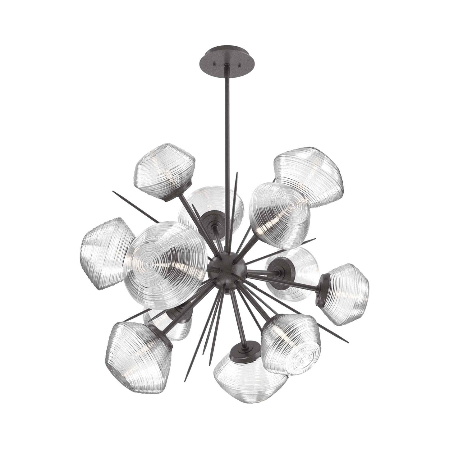 Mesa Starburst LED Chandelier in Graphite/Clear Blown Glass (30.1-Inch).