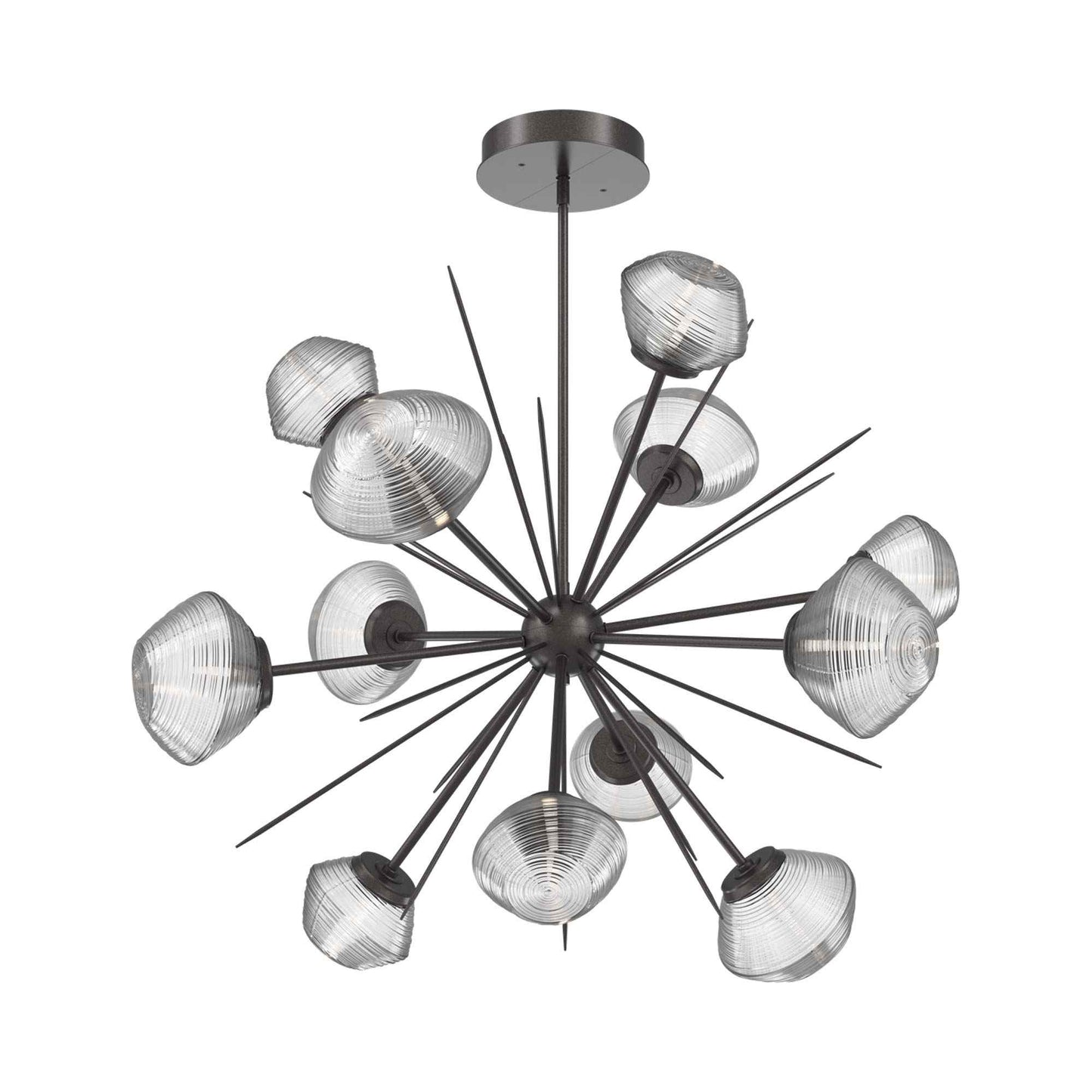 Mesa Starburst LED Chandelier in Graphite/Clear Blown Glass (39.7-Inch).