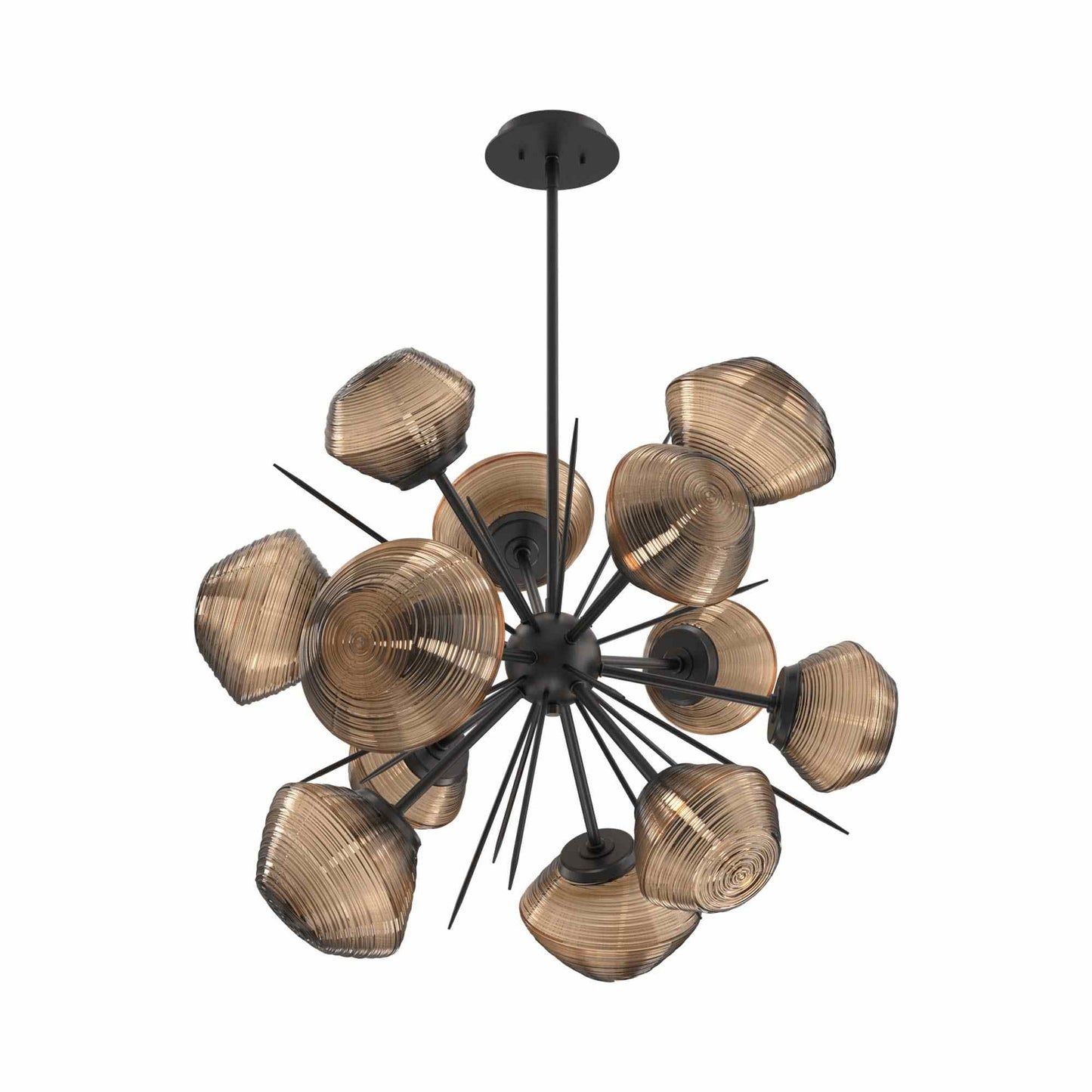 Mesa Starburst LED Chandelier in Matte Black/Bronze Blown Glass (30.1-Inch).